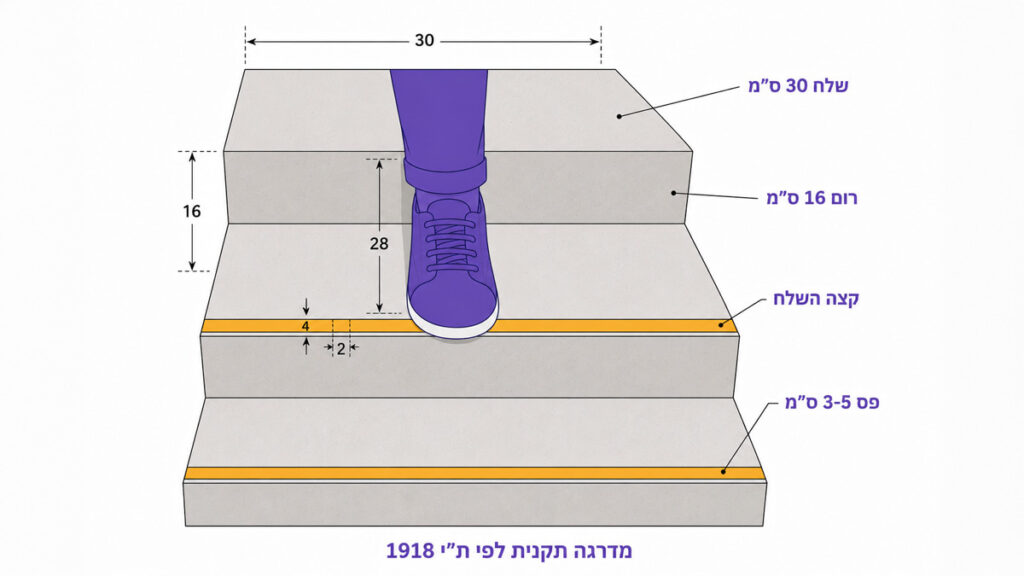 מניעת החלקה במדרגות פסים בקצה השלח